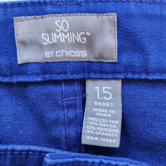 Chicos So Slimming Blue Mid-Rise Straight Leg Jeans Casual Pretty 1.5 Short - Picture 6 of 10